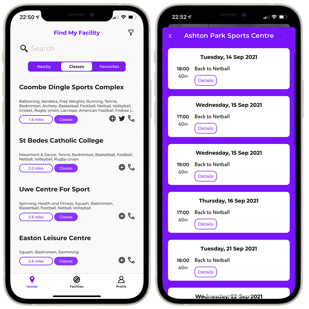 Find My Facility Local Sports Facility Finder App